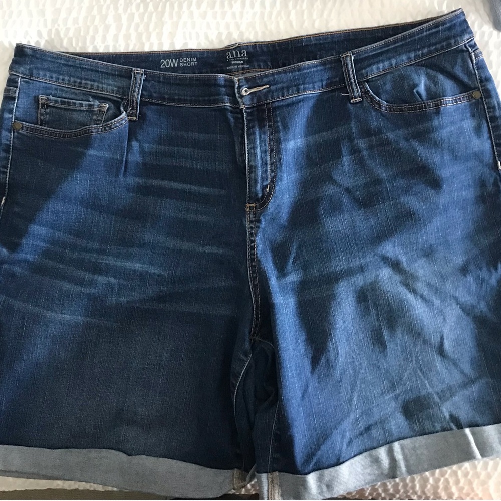 a.n.a Classic Dark Blue Rolled Hem Denim Shorts